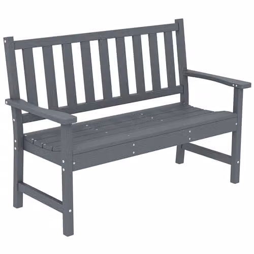 Outsunny 2 Seater Modern Plastic Garden Bench in Grey, W/D/H: 130 x 59 x 91 cm