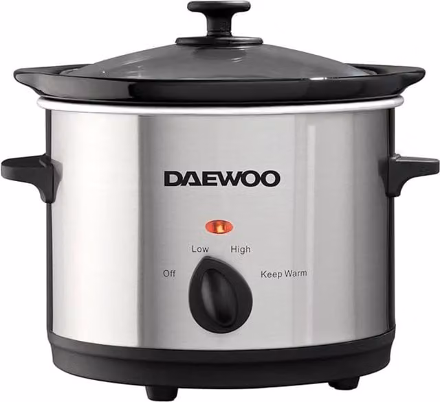 Daewoo 1.5L Stainless Steel Slow Cooker in Silver