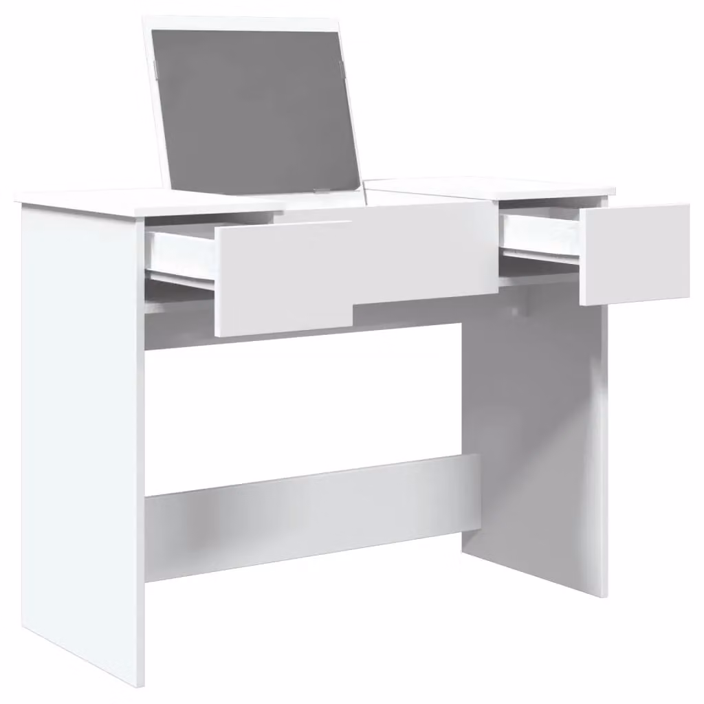 Berkfield Home Modern Dressing Table with Mirror in White, W: 100 cm, D: 45 cm, H: 76 cm – 2