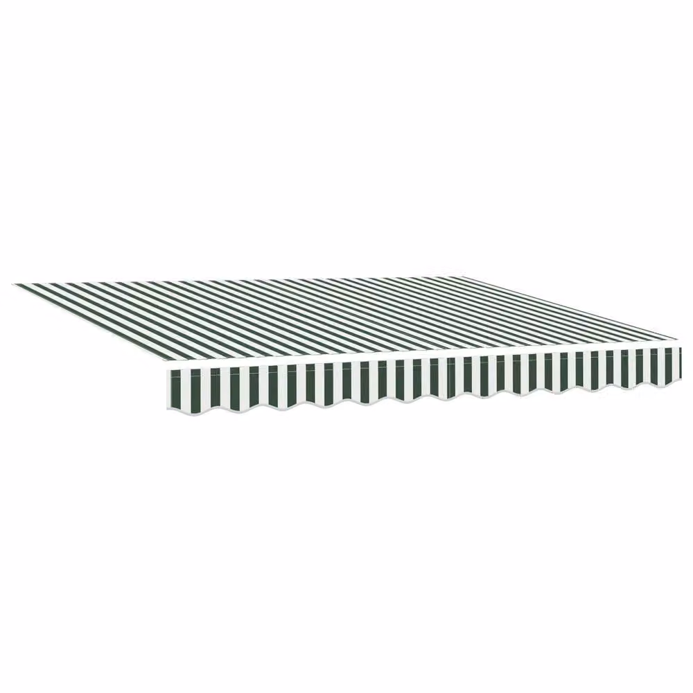 Berkfield Home Manual Retractable Wall-Mounted Folding Arm Awning, Green and White Striped, W: 300 cm, D: 250 cm – 2
