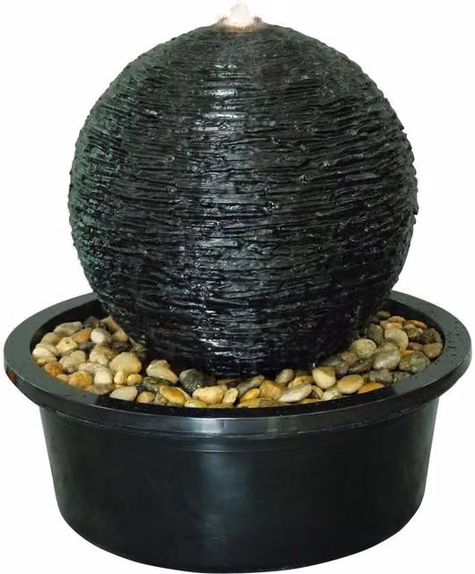 Tranquility Grand Costa Rica Modern Freestanding Water Feature in Grey and Black