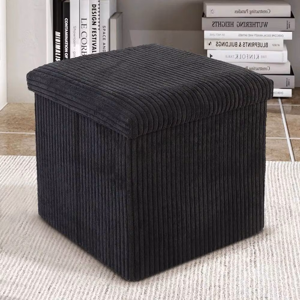 PAWNORA Black Folding Ottoman Box Cube – 3