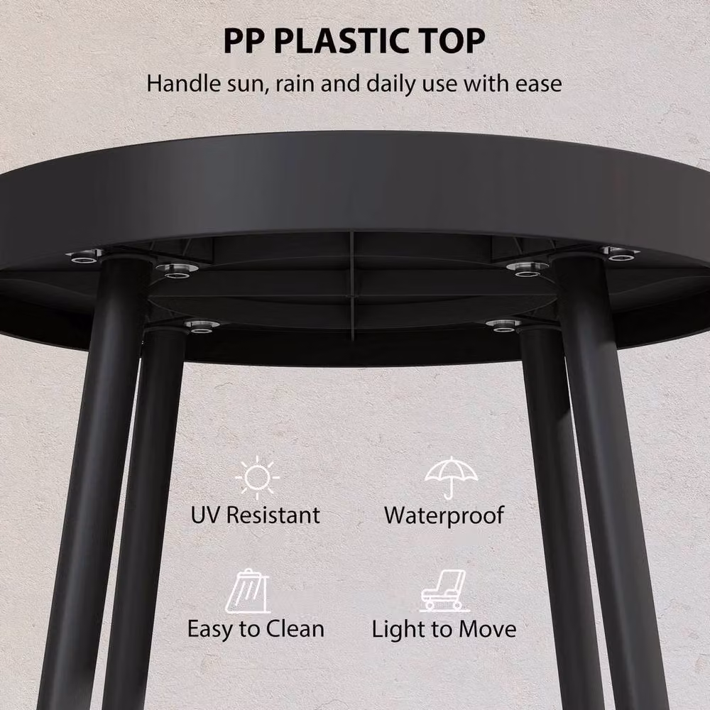 FORGEVIO Round Garden Coffee Side Table in Black Plastic – 2