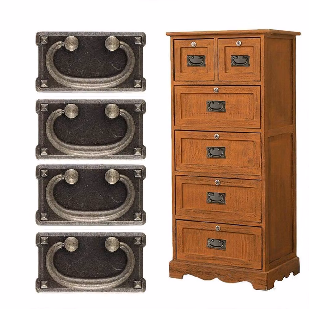 SPETLEK 4 Piece Vintage Bronze Brass Bow Drawer Ring Pulls – 1
