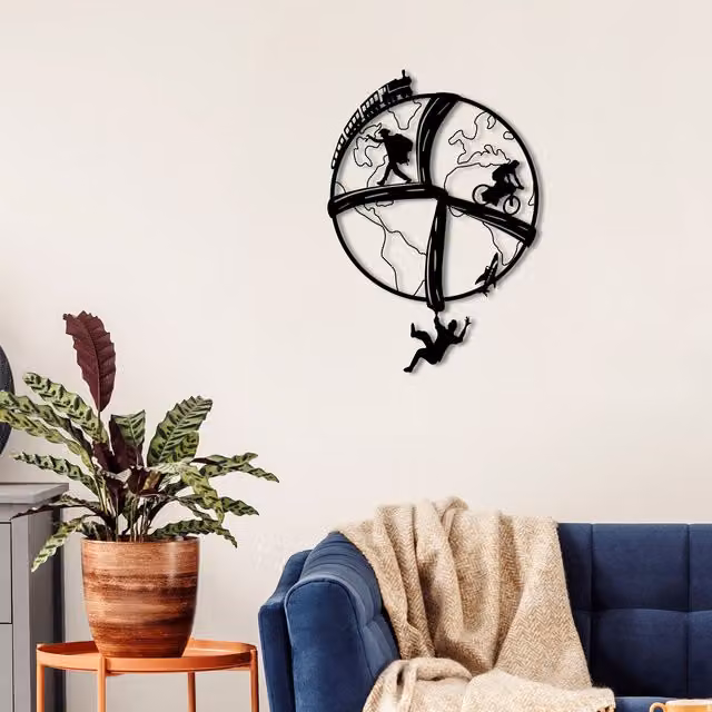 Free Soul Black Metal Abstract Round Wall Art Decorative Object