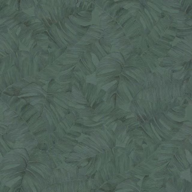 Grandeco Vanavara Monstera Leaf Textured Botanical Wallpaper in Green
