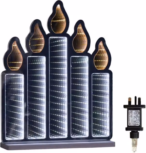 Samuel Alexander Standing Candlebridge with Flickering Flame Infinity Mirror in White, H 40 x W 10 x D 10 cm – 6