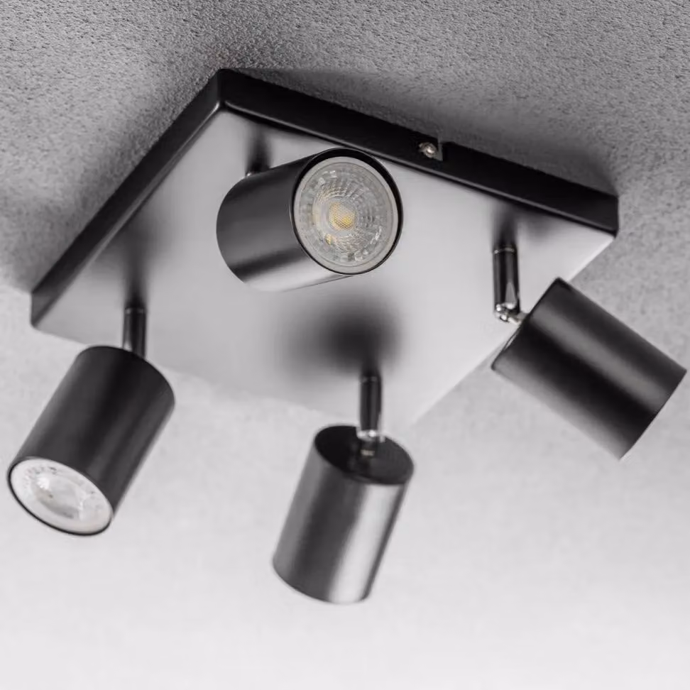 CGC Lighting Jack Square Black GU10 Adjustable Ceiling Spot Light, W/D/H: 21 x 21 x 13.5 cm – 3