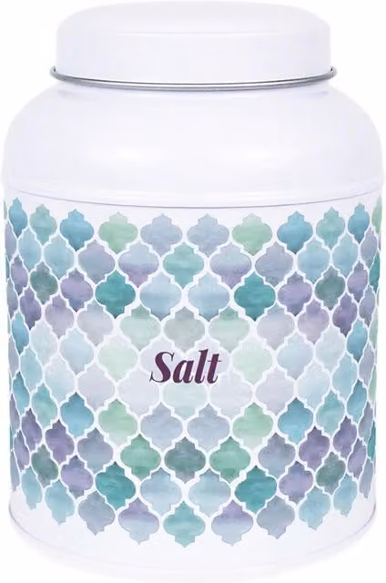 Purely Home Arabesque Tile Mixed Herbs Canister with Small Domed Lid, White and Multicolour, 110g