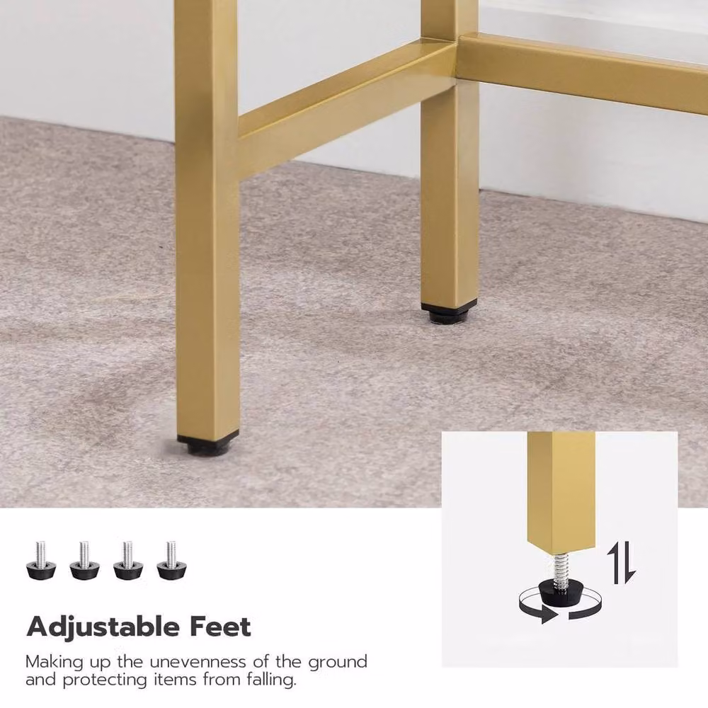 FORGEVIO Gold Console Table and Hallway Sofa Table, W/D/H: 100 x 22 x 80 cm – 2