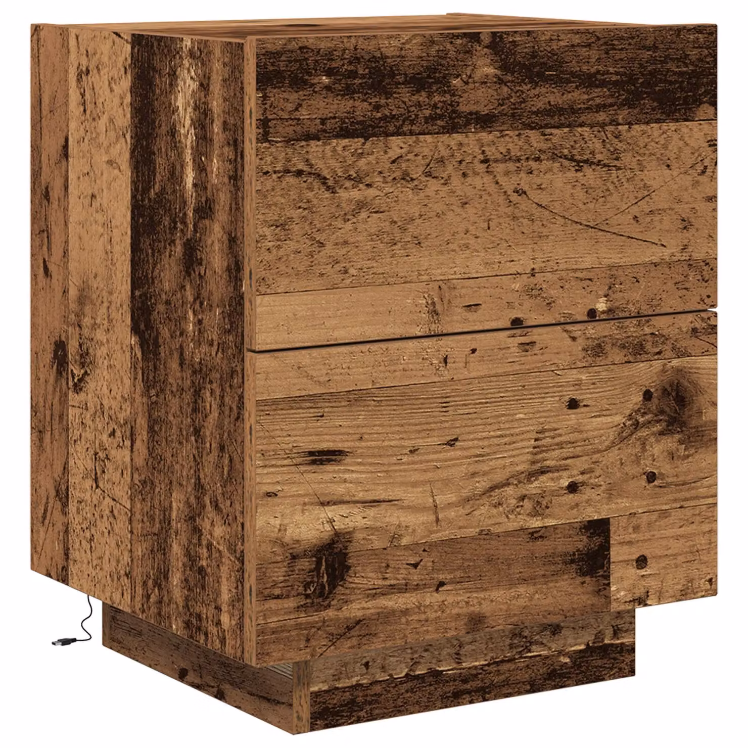 Berkfield Home Bedside Cabinet with Integrated LED Lights in Brown Old Wood, W/D/H: 45 x 40 x 55 cm – 2