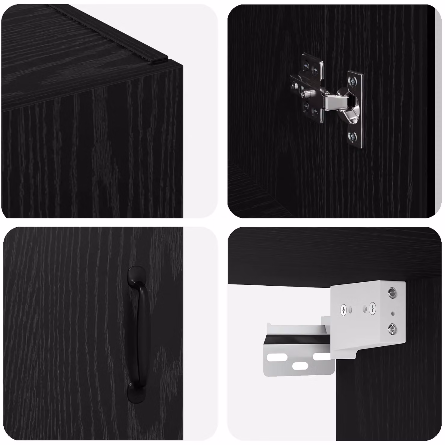Berkfield Home Modern Black Hanging Wall Cabinet with Hinged Doors, W: 69.5 cm, D: 34 cm, H: 90 cm – 4