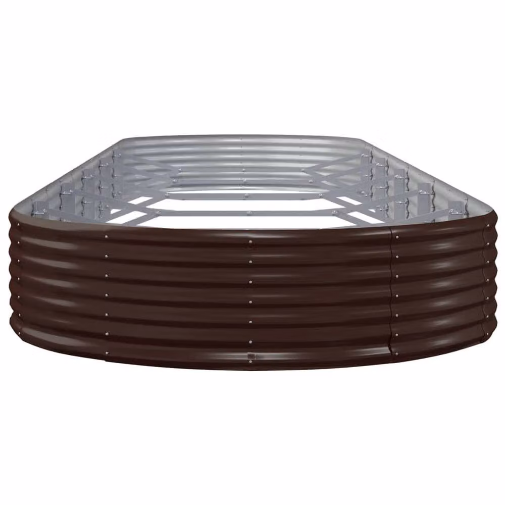 Berkfield Home Garden Powder-coated Steel Raised Bed in Brown, W/D/H: 523 x 140 x 36 cm – 3