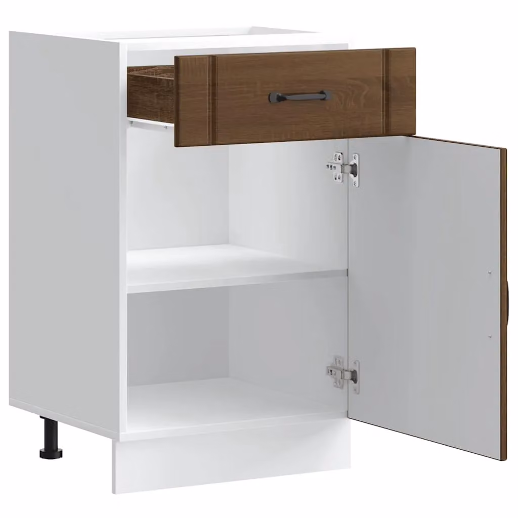 Berkfield Home Lucca Freestanding Kitchen Sink Base Cabinet in Brown Oak Matt MDF – 4