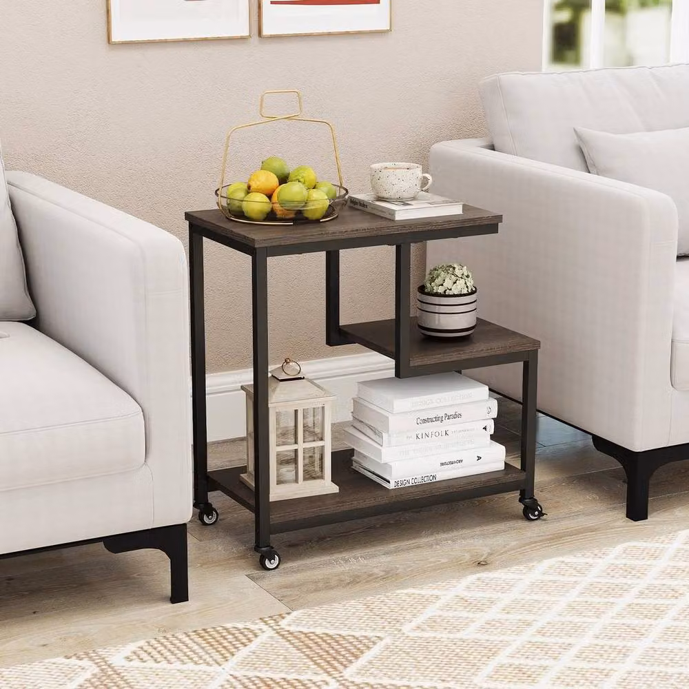 Kelvenix Industrial Side Table in Grey with Metal and Wood Finish, W/D/H: 60 x 60 x 60 cm – 4