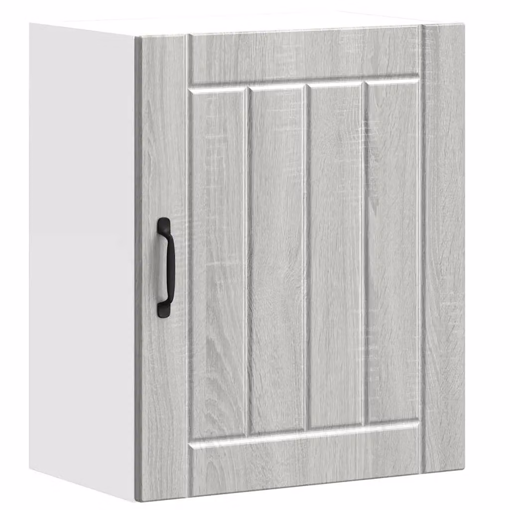 Berkfield Home Lucca Modern Kitchen Wall Cabinet in Grey with Glass Doors