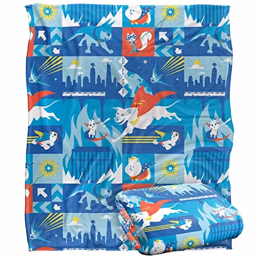 Logovision DC League of Super Pets Fluffy Fleece Throw Blanket, Multicolour, W: 152 cm, D: 127 cm – 1