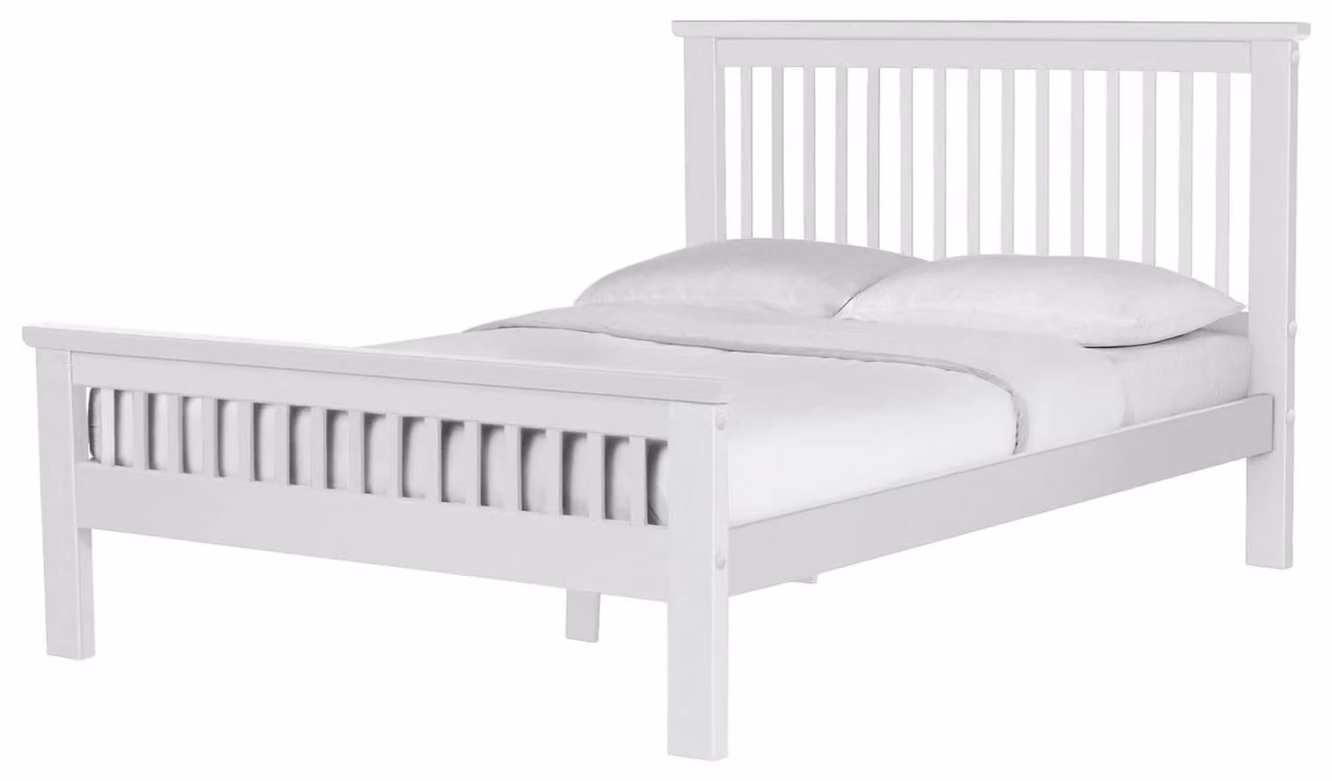 Aubrey Superking Solid Wood Bed Frame in White, W/D/H: 200 x 194.8 x 210.5 cm