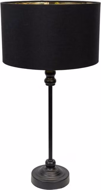 Maggie Black Candlestick Table Lamp with Gold and Brass Metallic Shade