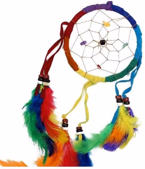 KDMD Bali Rainbow Dream Catcher, Multicolour, Round, W/D/H: 30 x 30 x 9 cm