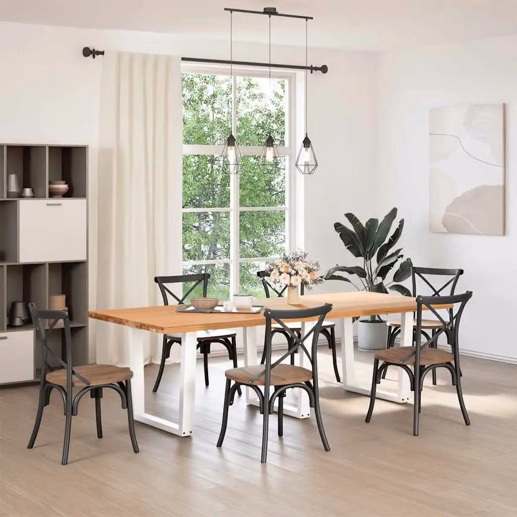 Berkfield Home V-Shape Dining Table Legs, 3 Piece Set, White Steel, H: 72-73.3 cm x W: 90 cm – 2