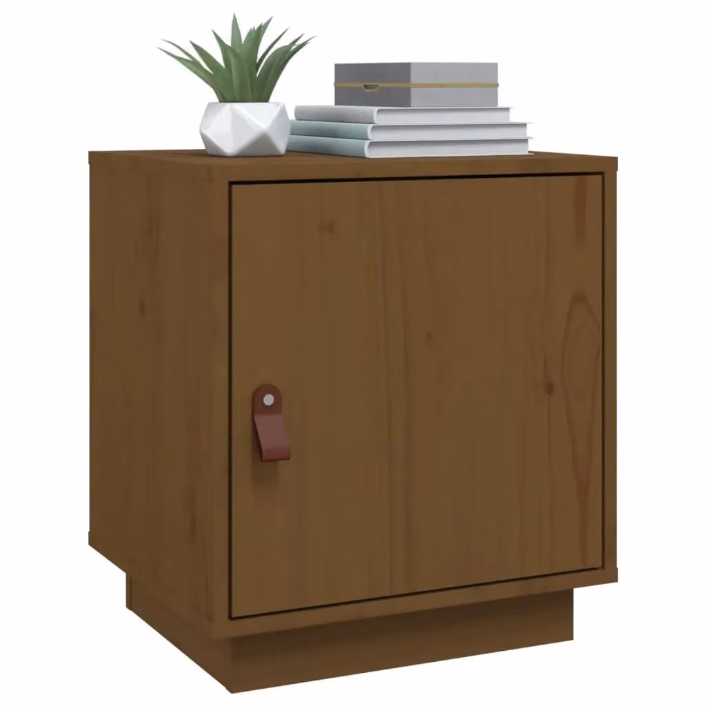 Berkfield Home Set of 2 Honey Brown Solid Wood Pine Bedside Cabinets W: 40 cm, D: 34 cm, H: 45 cm – 2