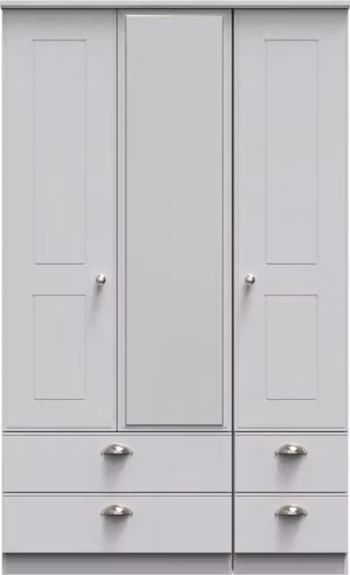 2 U Albert Tall Triple Wardrobe with Mirror and 2 Drawers in Grey – 1