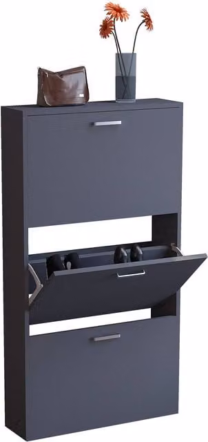 VCM Sulos M Shoe Cabinet in Dark Grey Matt Finish, W/D/H: 59 x 17 x 108 cm – 1