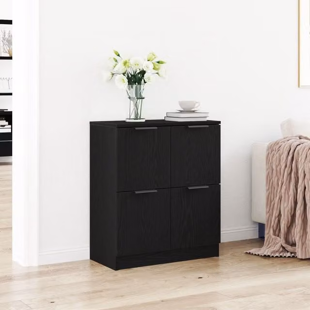 Berkfield Home Black Modern Sideboard in Matt MDF, W/D/H: 60 x 30 x 70 cm