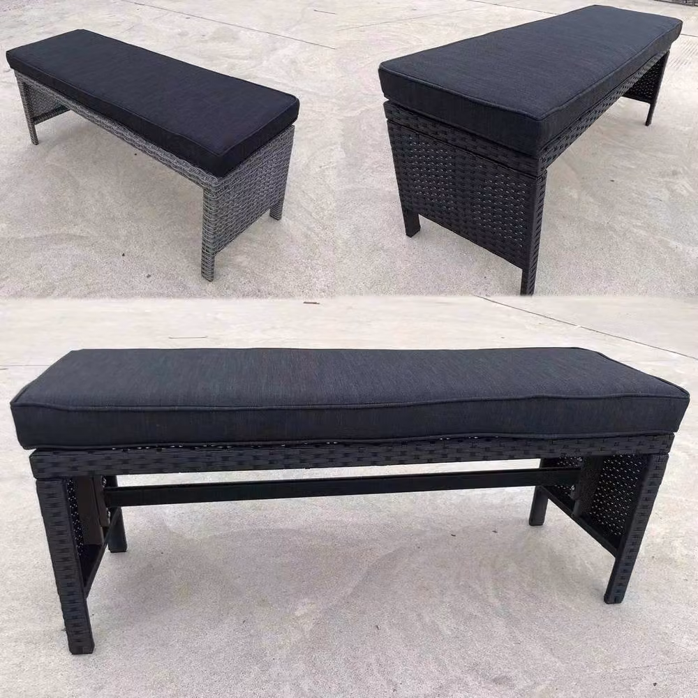 FURNITURE ONE Dark Brown Rattan Patio Bench Seat – 4