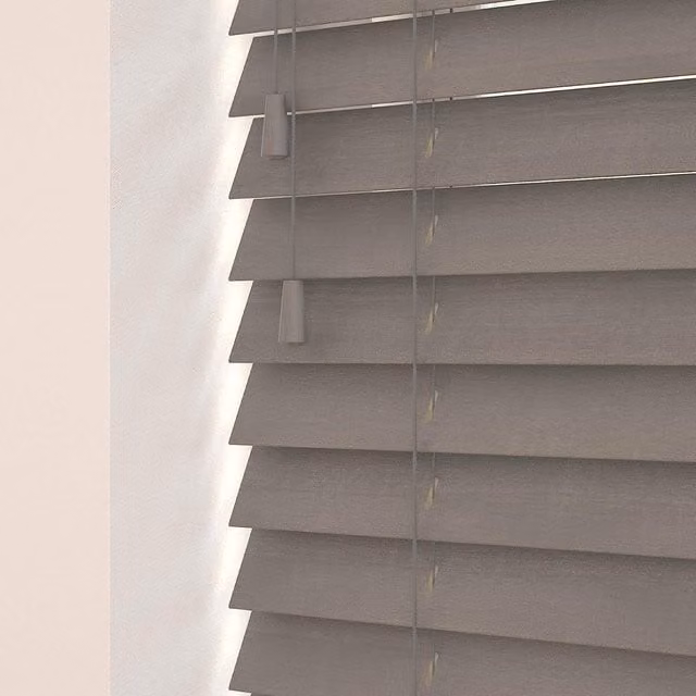 New Edge Blinds Grey Wooden Venetian Blinds with Cord, Width: 165 cm, Drop: 120 cm