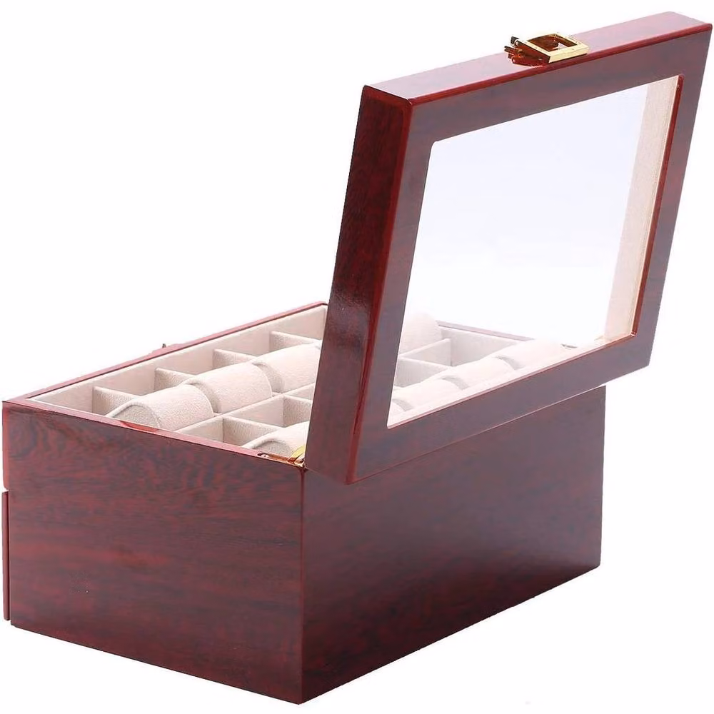 FORGEVIO Red Wood Watch Display Case and Jewelry Storage Box for 20 Watches – 3