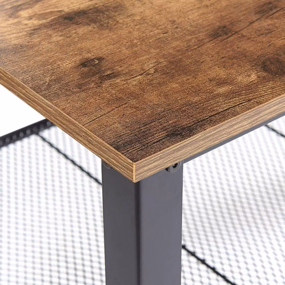 Wyld and Coco Industrial Rectangular Coffee Table with Dark Brown MDF Top and Black Metal Legs – 3