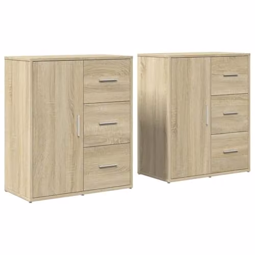 vidaXL Set of 2 Modern Sideboards in Sonoma Oak Brown, W/D/H: 60 x 31 x 70 cm