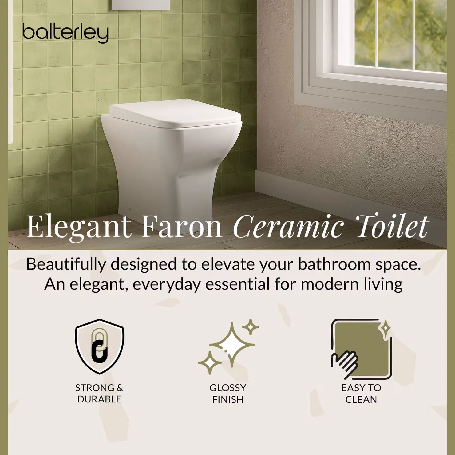 Balterley White Ceramic Back to Wall Toilet Pan and Soft Close Seat W/D/H: 41.0 x 36.5 x 50.0 cm – 2