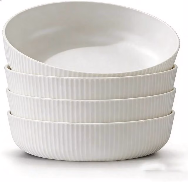 Kelvenix 4-Piece Set of White Deep Pasta Bowls