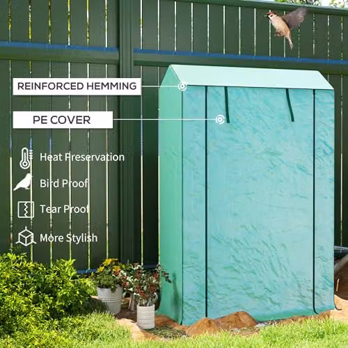 Outsunny 3 Tier Mini Greenhouse with PE Cover and Shelving, Green, W/D/H: 100 x 40 x 150 cm – 3