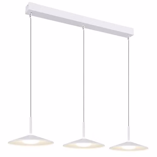 GLOBO White Fabric and Metal 3-Bulb Pendant Lamp with Height Adjustment, Height: 180 cm