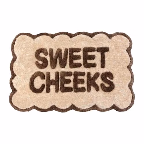 Mooky Mats Sweet Cheeks Scalloped Bath Mat, Non-Slip and Machine Washable, Brown/Cream – 1