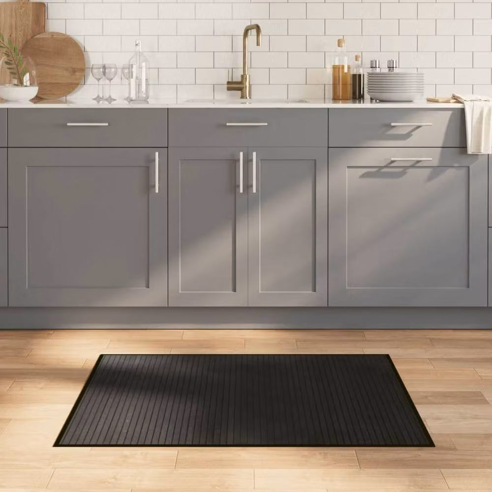 Berkfield Home Rectangular Bamboo and Polypropylene Rug in Black, W: 70 cm, L: 100 cm – 2