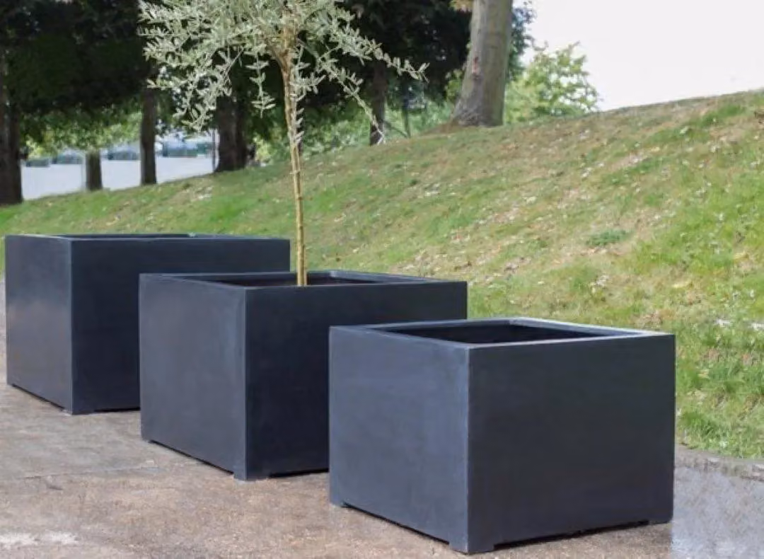Primrose Titanic Black Poly-Terrazzo Cube Planter Tub H: 85 cm, W: 60 cm – 4