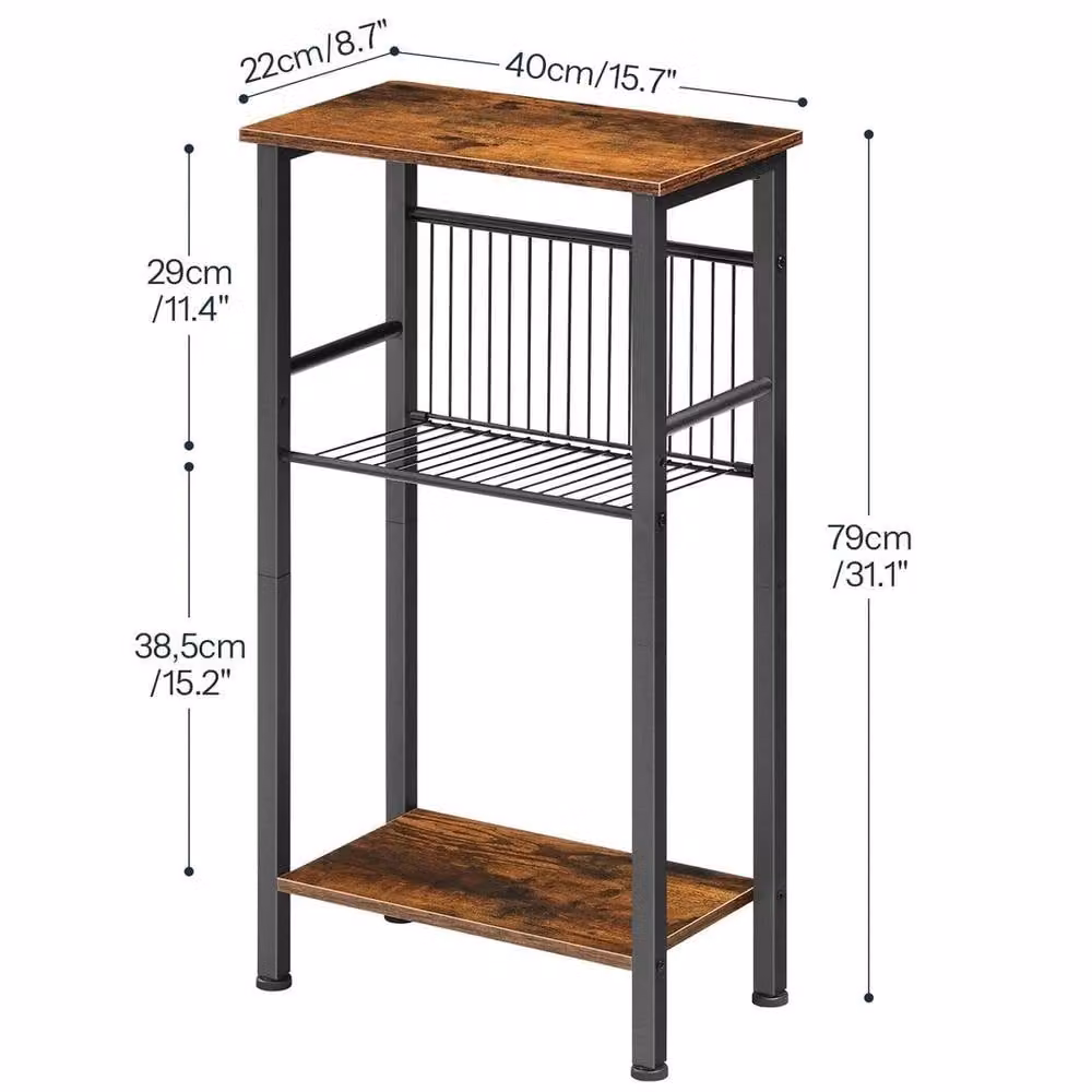FLAVORA Brown Narrow Industrial Wood Console Entryway Table W/D/H: 40 x 22 x 79 cm – 2