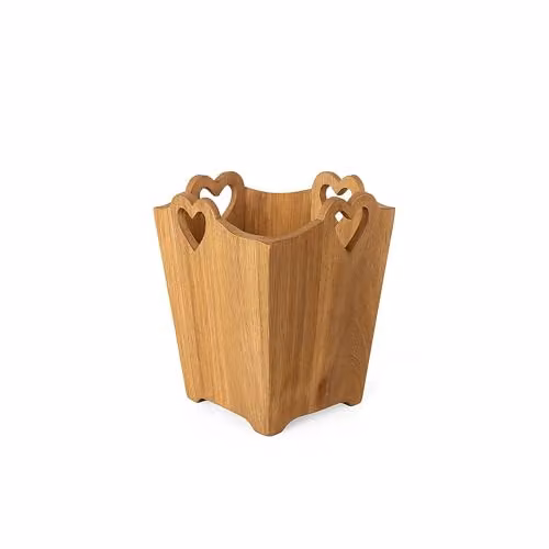 Melody Maison Mango Wood Bin with Heart Cut Out in Natural and Brown – 2