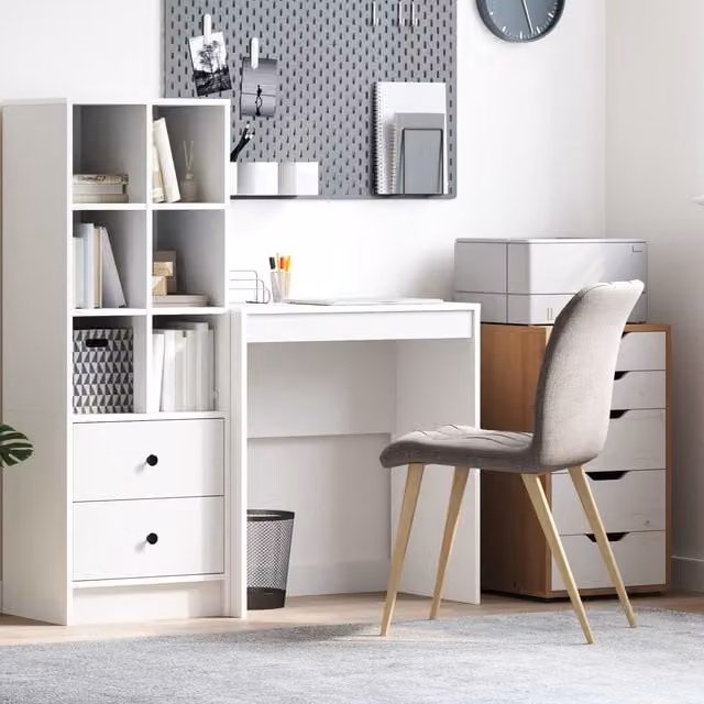 Berkfield Home Modern White Writing Desk in MDF, W/D/H: 70 x 40 x 76 cm – 1