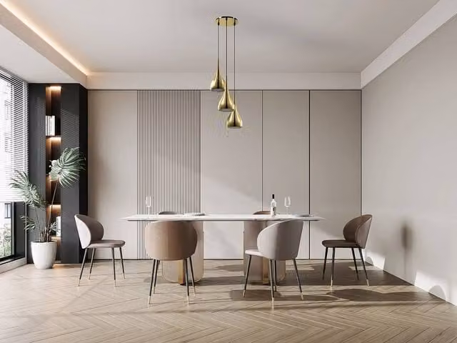 Vente-unique Osara 3-Shade Pendant Light in Gold Metal, W: 14 cm, H: 138 cm – 1