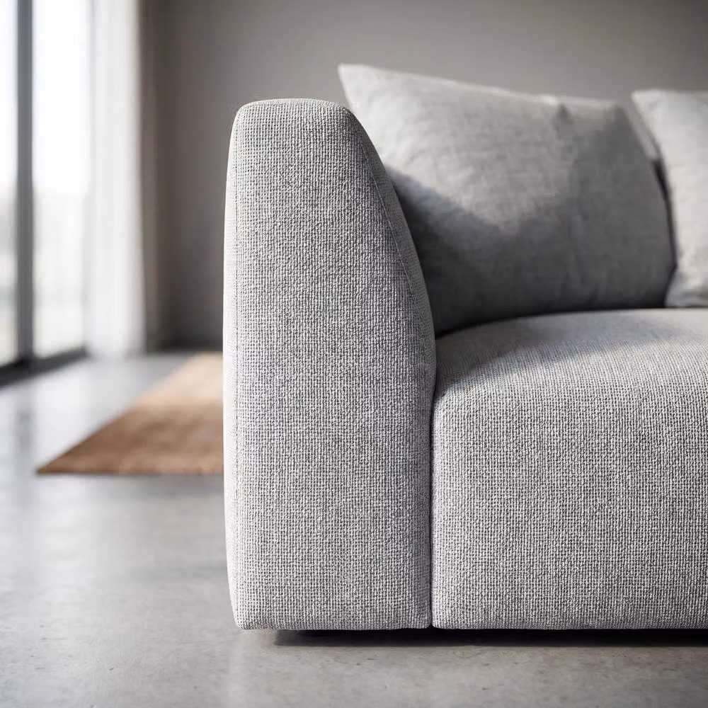 Abakus Direct Tokyo 3 Seater Sofa in Light Grey and Green Brushed Tweed Fabric – 3