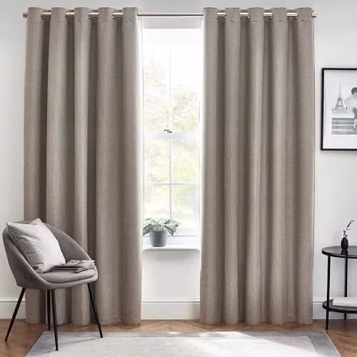 Furn Riva Home Grey Blackout Eyelet Curtains, Thermal Insulating, Width: 168 cm, Drop: 229 cm – 1