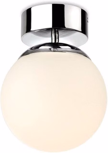 Netlighting Brook LED Flush Ceiling Fitting with Opal White Glass and Chrome Finish, Grey, IP44 Rated for Bathrooms