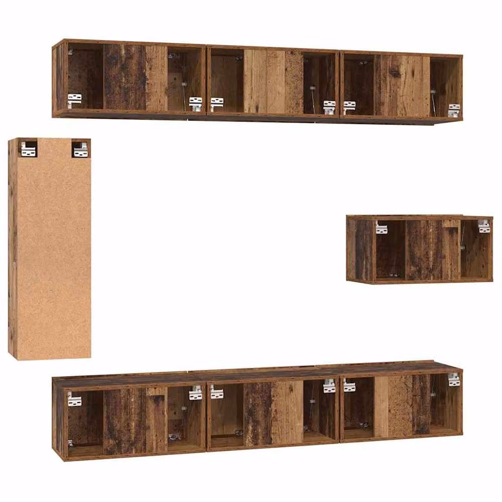 Berkfield Home 8-Piece Modern TV Cabinet Set in Brown Old Wood, W/D/H: 30.5 x 30 x 90 cm – 4