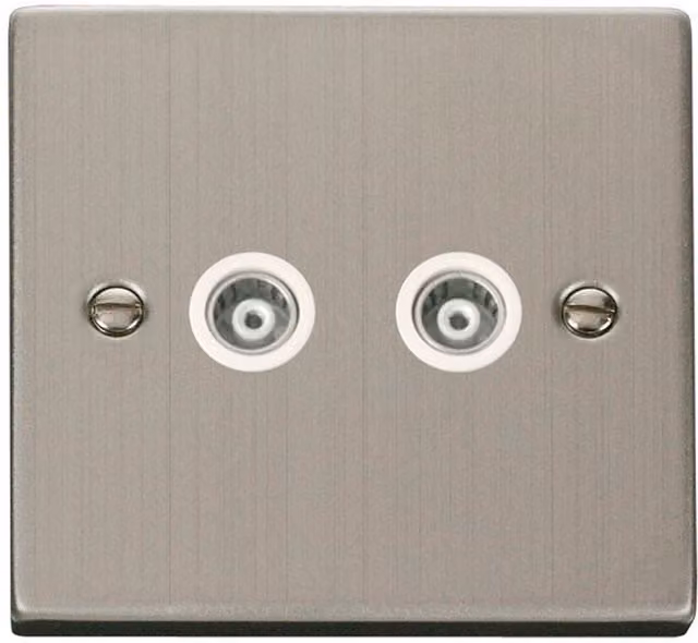 SE HOME Modern Stainless Steel Flush Coaxial Socket with White Plate